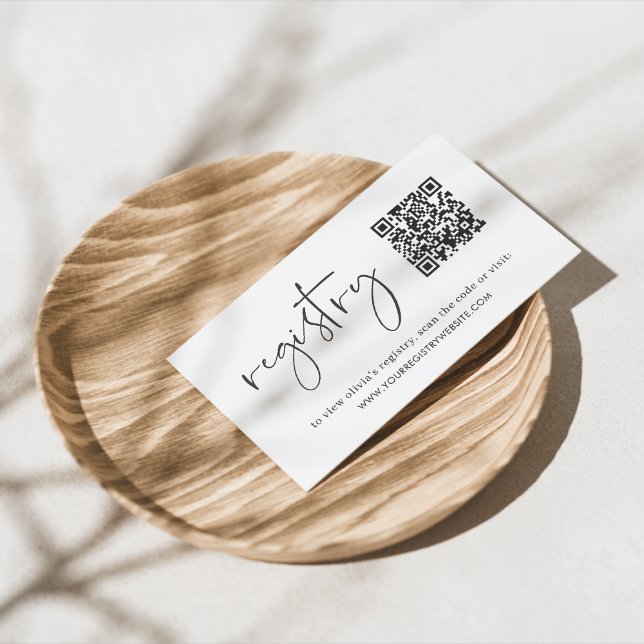 Minimalist Script Bridal or Baby Shower Registry Enclosure Card (Creator Uploaded)