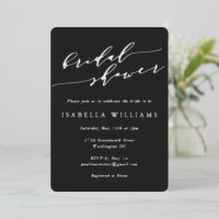 Minimalist Script Bridal Shower Black Silver