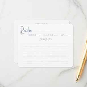 Minimalist Script Bridal Shower Recipe Card. Enclosure Card