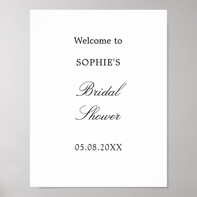 Minimalist Script Bridal Shower Welcome Poster (Front)