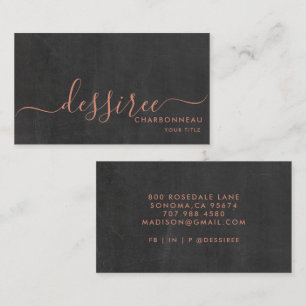 Minimalist Script Burnt Sienna Smoky Charcoal Business Card