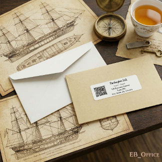 Minimalist Script Business QR Code White Address Label