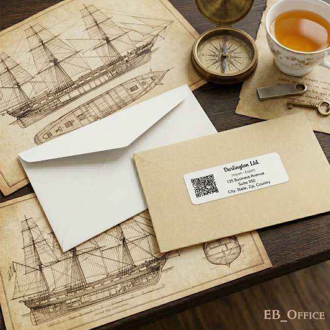 Minimalist Script Business QR Code White Address Label (Minimalist QR Code Labels: 
2.375” L x 1.25” W
•	18 labels per sheet
•	Sheet: 8.5” L x 11” W
)