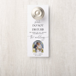 Minimalist Script Calligraphy Wedding Guest Door Hanger