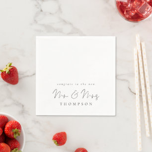Minimalist Script Congrats Mr Mrs Wedding Napkin