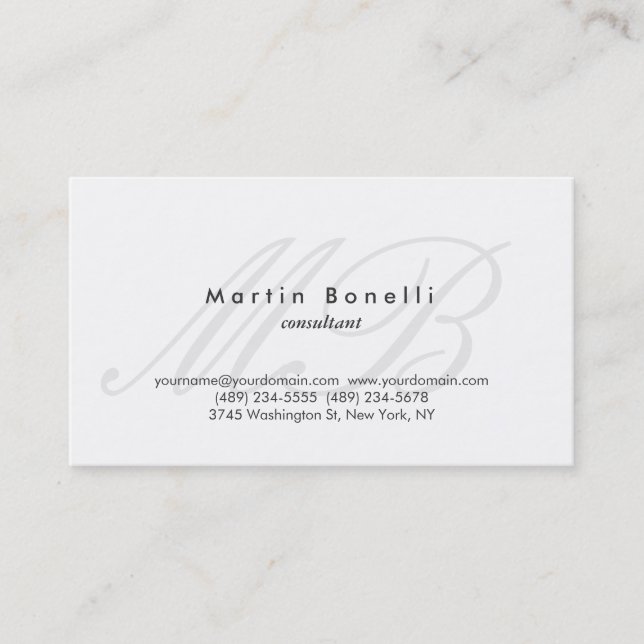Minimalist Script Consultant Business Card (Front)