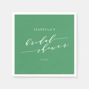 Minimalist Script Custom Bridal Shower Kelly Green Napkin
