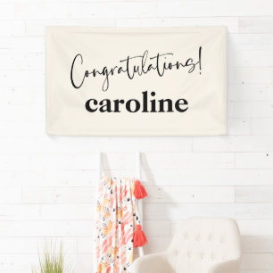 Minimalist Script Custom Congratulation Ivory Banner