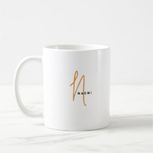 Minimalist Script Custom Monogram and Name Coffee Mug