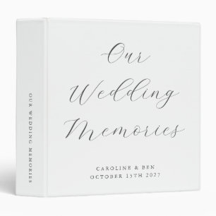 Minimalist Script Custom Wedding Photo White Binder