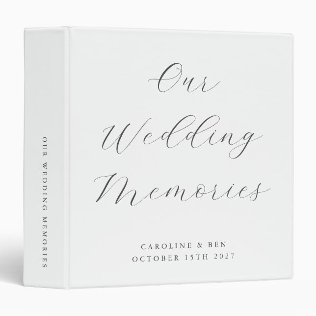 Minimalist Script Custom Wedding Photo White Binder (Front/Spine)
