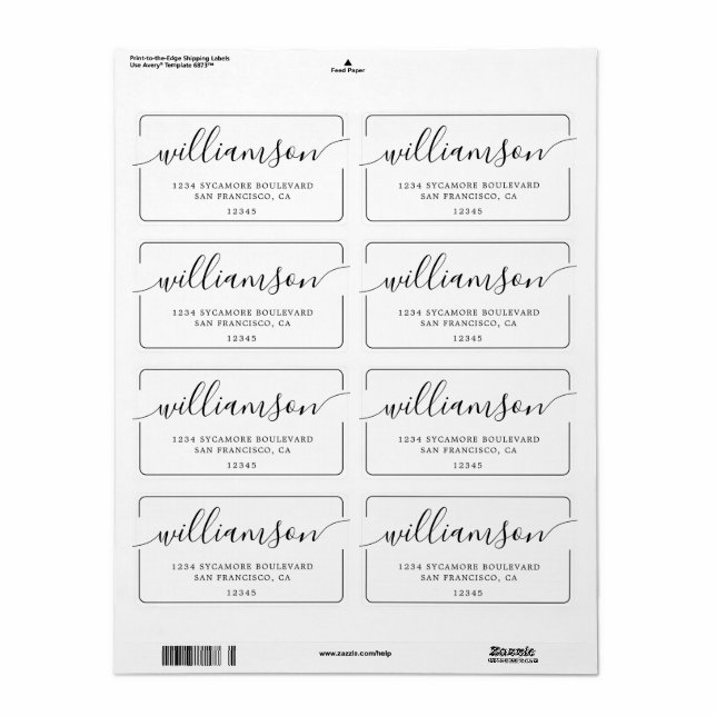 Minimalist Script Family Return Address (Full Sheet)