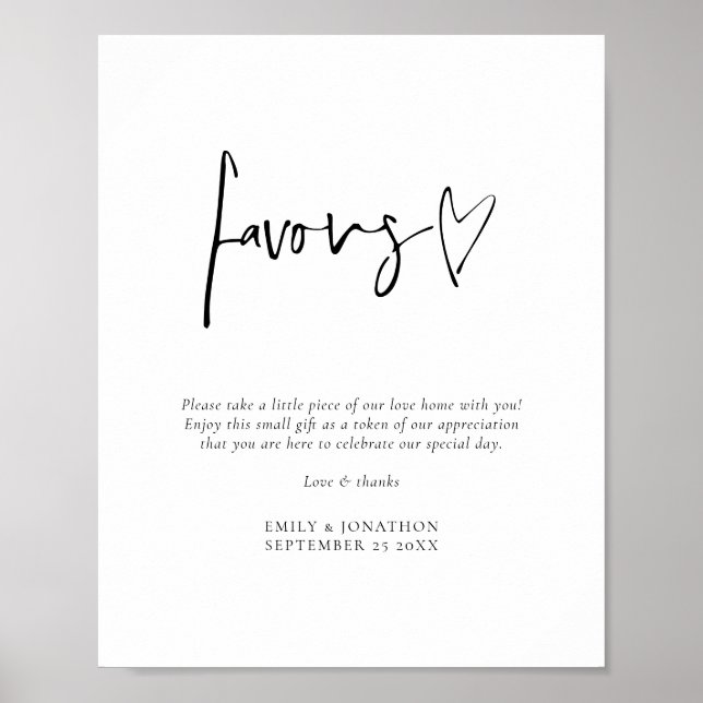 Minimalist Script Favours Printable Wedding Sign (Front)