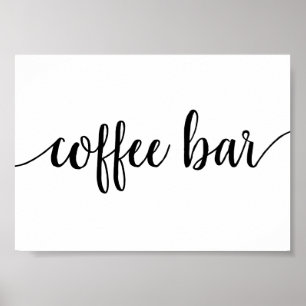 Minimalist Script   Flourish Coffee Bar Table Sign