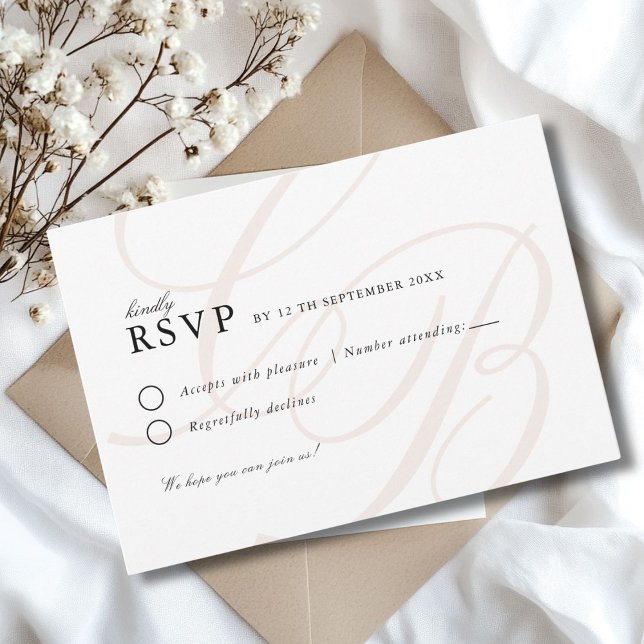 Minimalist Script Font Monogram | Elegant Wedding RSVP Card (Creator Uploaded)