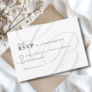 Minimalist Script Font Monogram Elegant Wedding RSVP Card