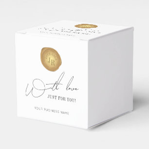 Minimalist Script Gold Wax Stamp Corporate Logo Favor Box