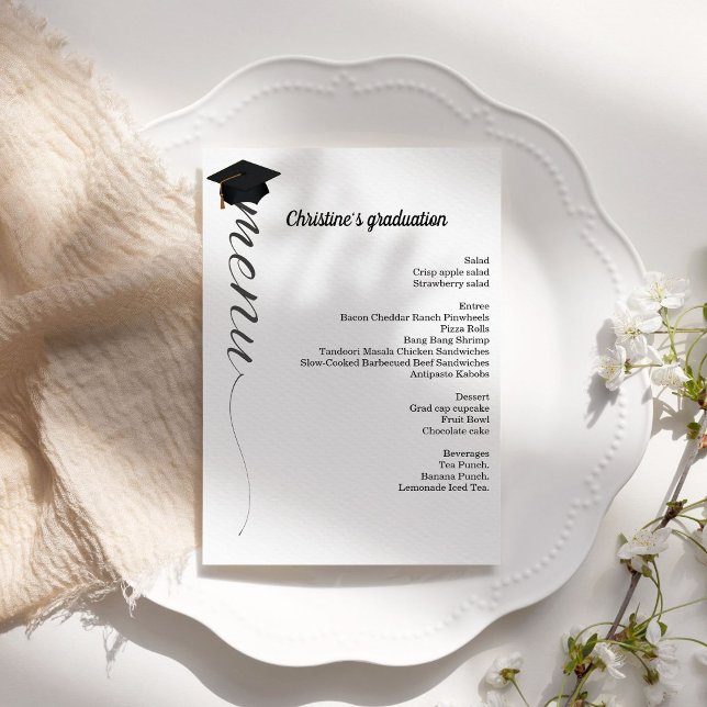 Minimalist script  Graduation party dinner menu  (Creator Uploaded)