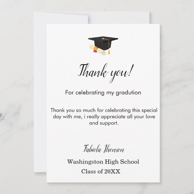 Minimalist  Script graduation thank you message (Front)