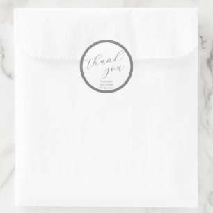 Minimalist Script Grey Baby Shower Classic Round Sticker