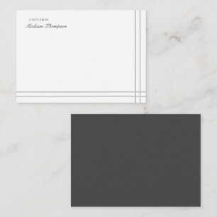 Minimalist Script Grey White 2 Side Double Border Card