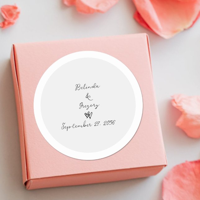 Minimalist Script Hand Written Typography Wedding Classic Round Sticker (Minimalist Script Hand Written Typography Wedding Classic Round Sticker)