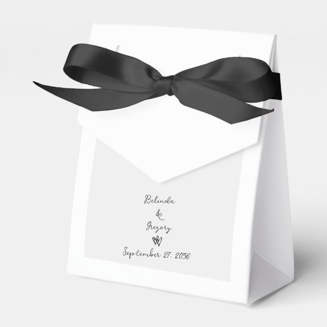 Minimalist Script Hand Written Typography Wedding Favor Box (Front Side)