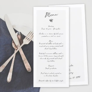 Minimalist Script Hand Written Typography Wedding Menu