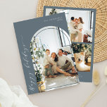 Minimalist Script Happy Holidays Photo Blue Grey Holiday Card<br><div class="desc">Minimalist Script Happy Holidays Photo Blue Grey Holiday Card</div>