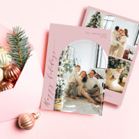 Minimalist Script Happy Holidays Photo Dusty Pink