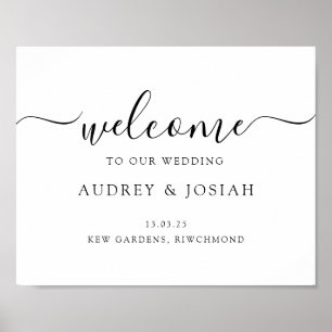 Minimalist Script Horizontal Wedding Welcome Sign