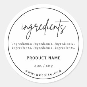 Minimalist Script Ingredients Product Label
