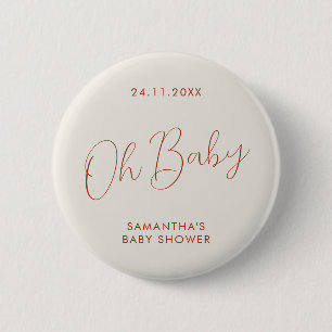 Minimalist Script ivory Baby Shower elegant 2 Inch Round Button