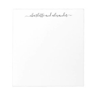 Minimalist Script Lettering Personalized Couples Notepad