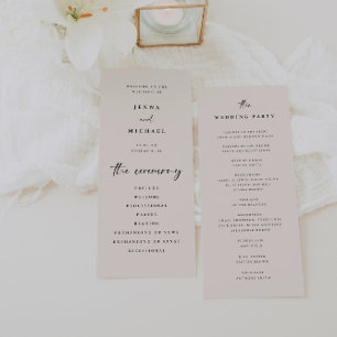 Minimalist Script Light Beige Wedding Ceremony Program