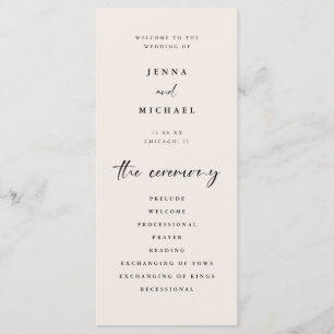 Minimalist Script Light Beige Wedding Ceremony Program