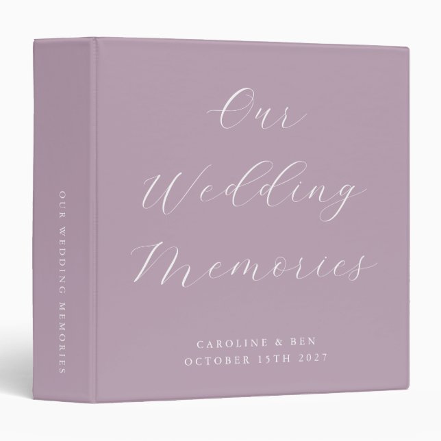 Minimalist Script Lilac Custom Wedding Photo  Binder (Front/Spine)