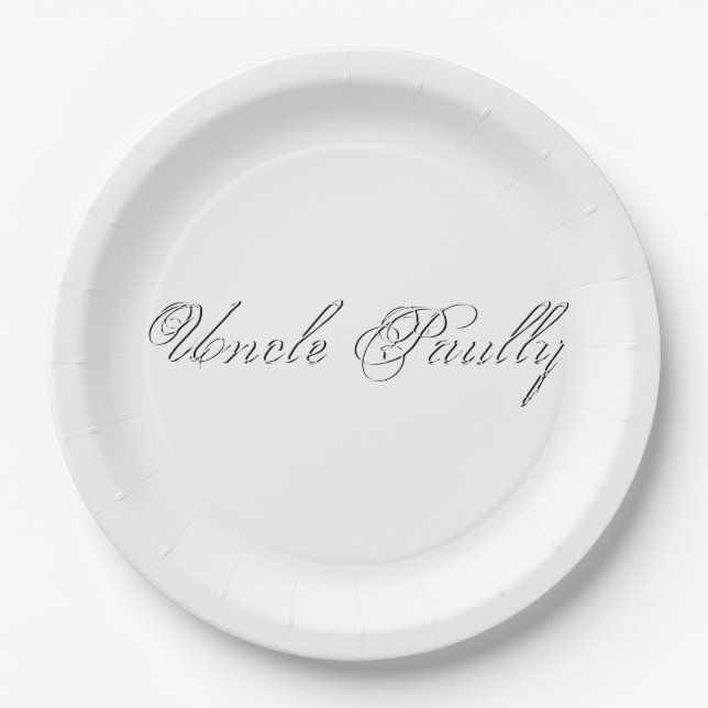 Minimalist Script Lovely 3d Monogram Paper Plate (Front)