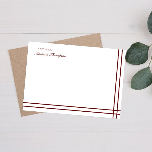 Minimalist Script Maroon Red Double Border Card (Creator Uploaded)
