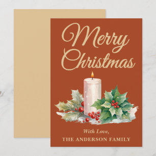 Minimalist Script Merry Christmas Boho Terracotta Holiday Card
