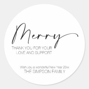 Minimalist Script Merry Christmas Elegant Classic Round Sticker