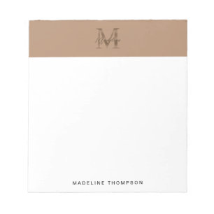 Minimalist Script Metallic Taupe Gold Monogram Notepad