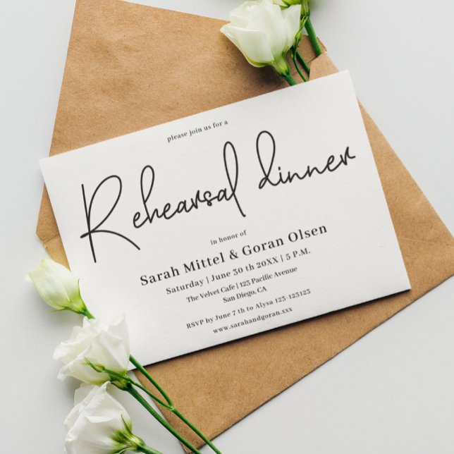Minimalist Script Modern Rehearsal Dinner  Invitation (Creator Uploaded)
