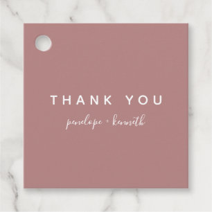 Minimalist Script Modern Wedding Dusty Rose Favour Tags