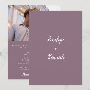 Minimalist Script Modern Wedding Purple Plum Photo Invitation