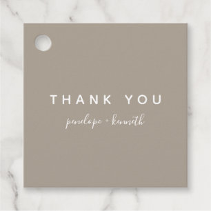Minimalist Script Modern Wedding Taupe Brown Favour Tags