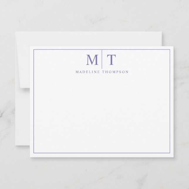 Minimalist Script Monogram Note Card (Front)