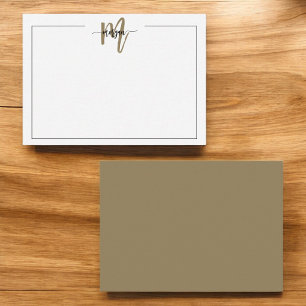 Minimalist Script Monogram One Border Gold Card
