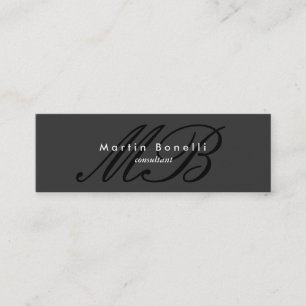 Minimalist Script Monogram Slim Grey Business Card