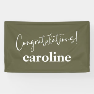 Minimalist Script Moss Green Custom Congratulation Banner